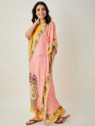 The Kaftan Company Kaftan Peach and Yellow Ornate Floral Kaftan