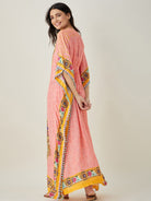 The Kaftan Company Kaftan Peach and Yellow Ornate Floral Kaftan