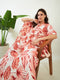 Peach Tropical Cotton Tie Up Kaftan
