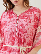 The Kaftan Company Kaftan Pink Digital Jungle Printed Kaftan