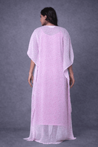 The Kaftan Company Kaftan Pink Floral Chiffon Loungewear Kaftan with Crepe Slip