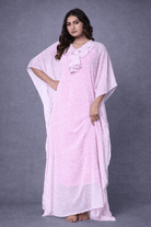 The Kaftan Company Kaftan Pink Floral Chiffon Loungewear Kaftan with Crepe Slip