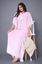 The Kaftan Company Kaftan Pink Floral Chiffon Loungewear Kaftan with Crepe Slip