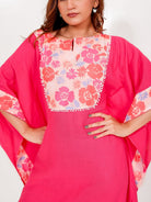 The Kaftan Company Kaftan Pink Floral Cotton Kaftan with Pockets
