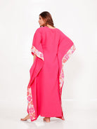 The Kaftan Company Kaftan Pink Floral Cotton Kaftan with Pockets
