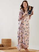 The Kaftan Company Kaftan Pink Floral Laced Up Kaftan