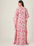 The Kaftan Company Kaftan Pink Floral Print Maxi Kaftan in Viscose Rayon