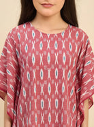 The Kaftan Company Kaftan Pink Ikat Handloom Cotton Kaftan with Pockets