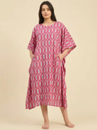 The Kaftan Company Kaftan Pink Ikat Handloom Cotton Kaftan with Pockets
