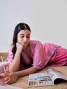The Kaftan Company Kaftan Pink Intricate Printed Crepe Kaftan Nightdress