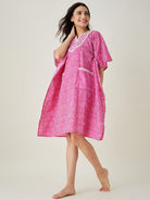 The Kaftan Company Kaftan Pink Leheriya Embroidered Kaftan