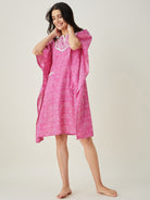 The Kaftan Company Kaftan Pink Leheriya Embroidered Kaftan
