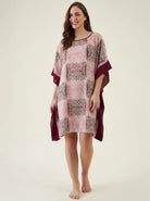 The Kaftan Company Kaftan Pink & Maroon Print Short Kaftan with Contrast Trim