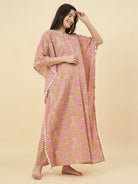 The Kaftan Company Kaftan Pink Printed Cotton Maternity Kaftan with Feeding Zipper