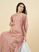 The Kaftan Company Kaftan Pink Printed Cotton Maternity Kaftan with Feeding Zipper