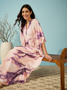 The Kaftan Company Kaftan Purple Marble Print Super Soft Kaftan