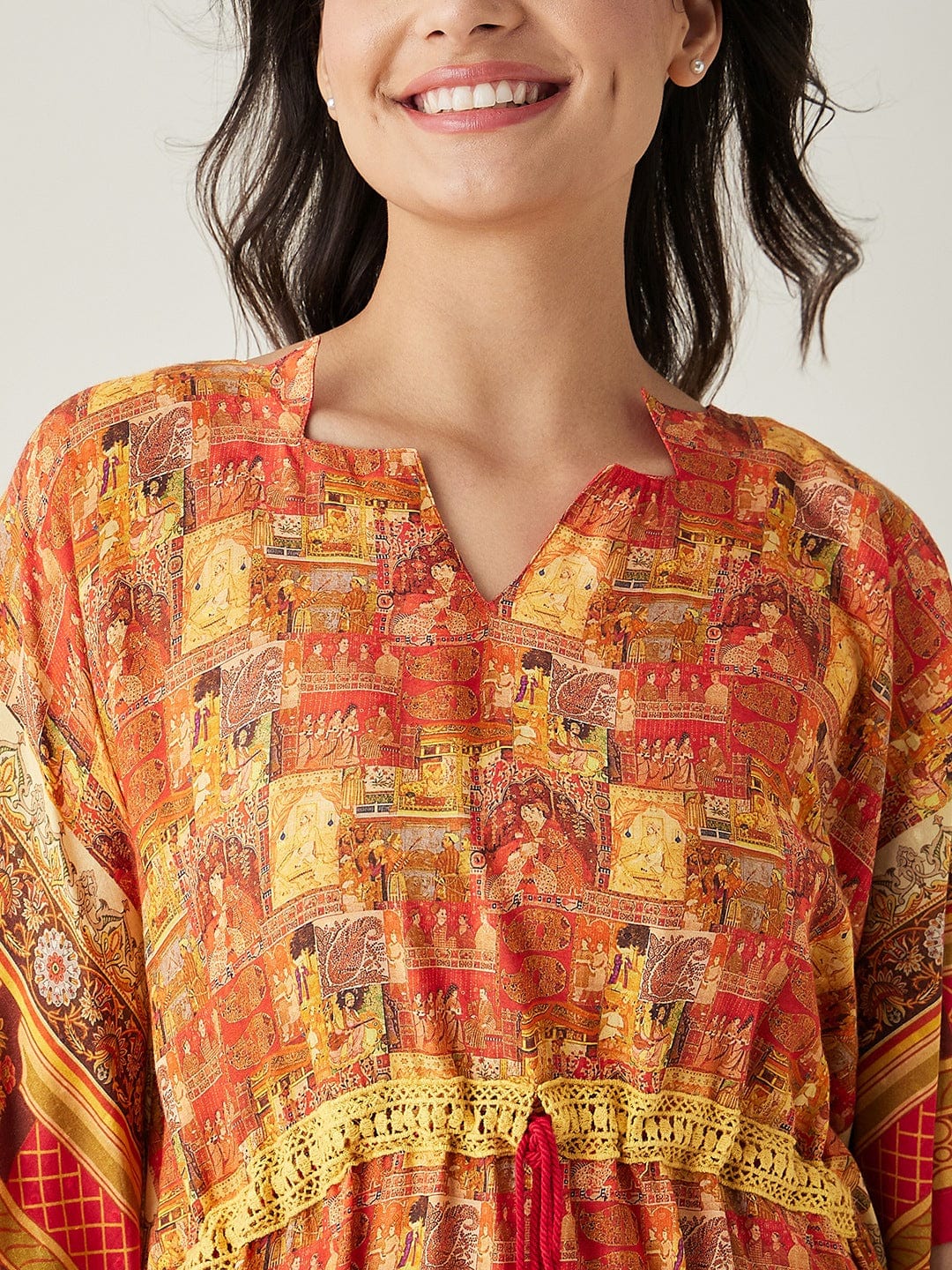 The Kaftan Company Kaftan Red Egyptian Printed Kaftan