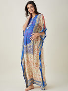 The Kaftan Company Kaftan Regal Blue Mughal- Inspired Nursing Kaftan with Intricate Prints