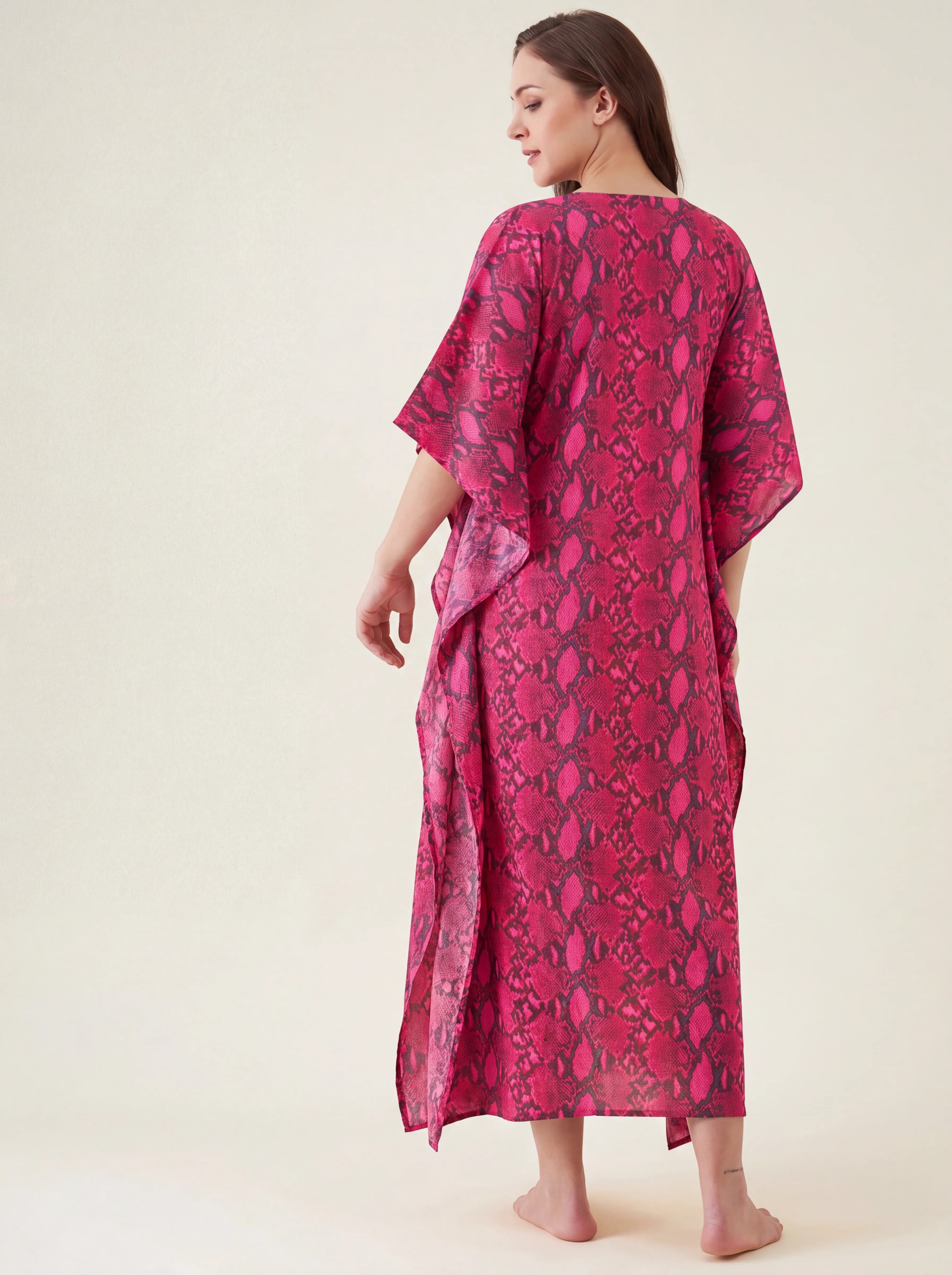 The Kaftan Company Kaftan Snake Print Cotton Maxi Kaftan