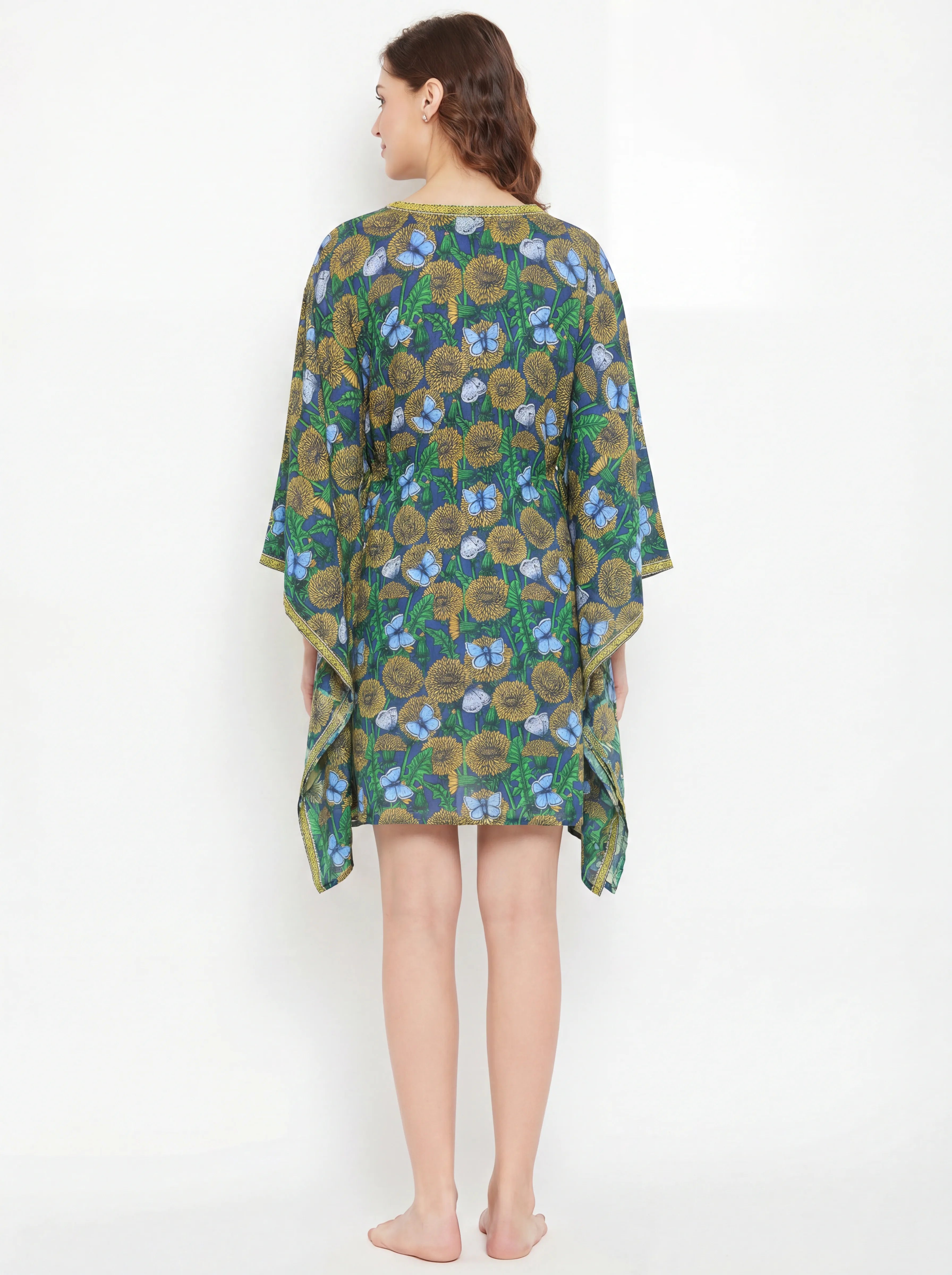The Kaftan Company Kaftan Sunflower Garden Print Short Kaftan
