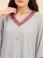 The Kaftan Company Kaftan Top Lilac Hand Embroidered Georgette Kaftan Top