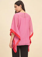 The Kaftan Company Kaftan Top Pink Hand Embroidered Georgette Kaftan Top