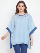 The Kaftan Company Kaftan Top Sky Blue Hand Embellished Georgette Kaftan Top