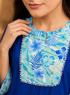 The Kaftan Company Kaftan Tropical Floral Print Panel Midi Kaftan