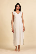 The Kaftan Company Kaftan White and Black Geometric Print Georgette Kaftan with Black Lace Trim