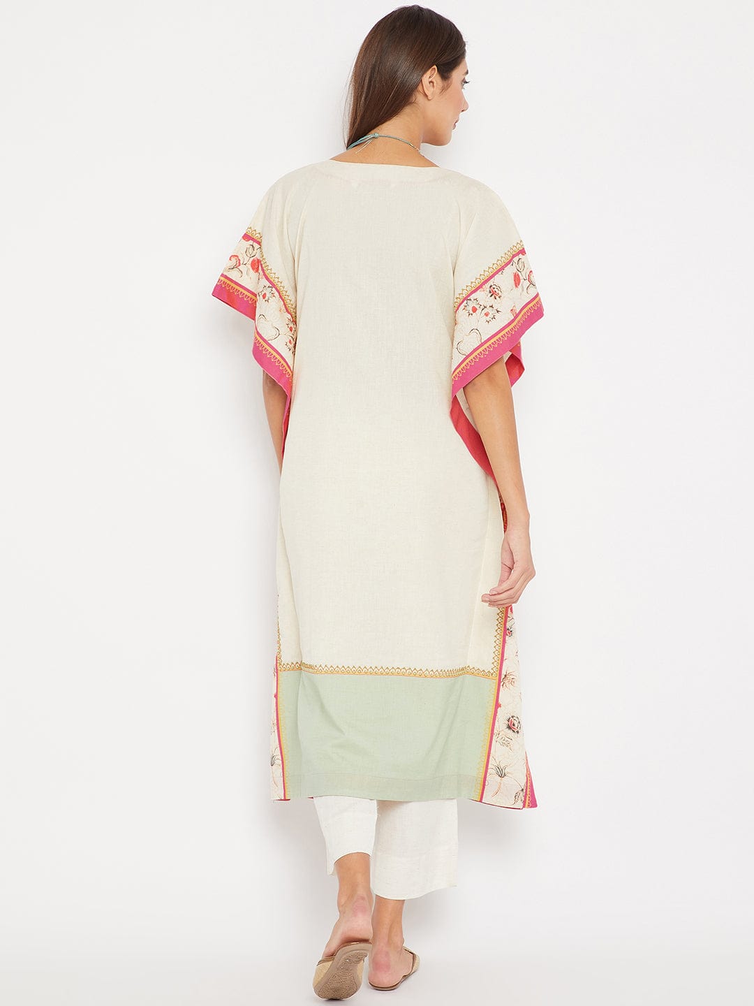 The Kaftan Company Kaftan White Delicate Hand Embroidered Kaftan Kurta