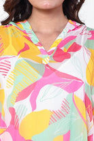 The Kaftan Company Kaftan White Floral Georgette Hooded Loungewear Kaftan with Crepe Slip
