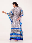 The Kaftan Company Kaftan White Paisley Printed Loungewear Kaftan