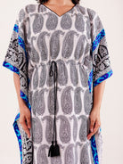 The Kaftan Company Kaftan White Paisley Printed Loungewear Kaftan
