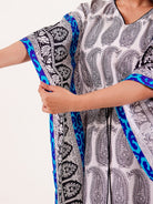 The Kaftan Company Kaftan White Paisley Printed Loungewear Kaftan