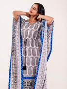 The Kaftan Company Kaftan White Paisley Printed Loungewear Kaftan