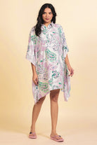 The Kaftan Company Kaftan White Printed Viscose Rayon Kaftan Dress