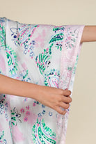 The Kaftan Company Kaftan White Printed Viscose Rayon Kaftan Dress