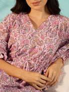 The Kaftan Company Kaftan Women Jaipur Block Print Pink Cotton Kaftan Night Dress