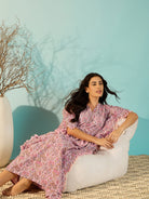 The Kaftan Company Kaftan Women Jaipur Block Print Pink Cotton Kaftan Night Dress