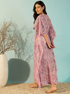 The Kaftan Company Kaftan Women Jaipur Block Print Pink Cotton Kaftan Night Dress