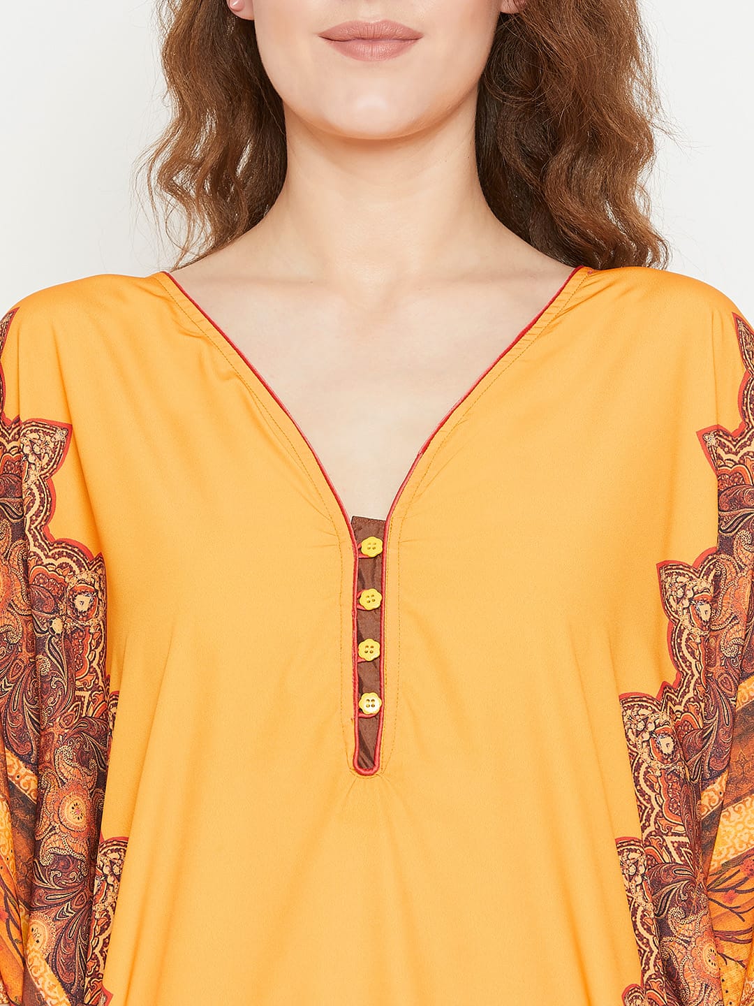 The Kaftan Company Kaftan XL MUSTARD FLORA LOUNGEWEAR KAFTAN - (Clearance - Final Sale)