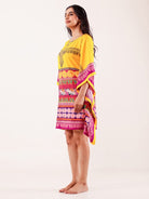 The Kaftan Company Kaftan Yellow Ethnic Floral Printed Modal Kaftan
