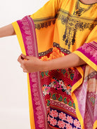 The Kaftan Company Kaftan Yellow Ethnic Floral Printed Modal Kaftan