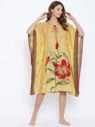 The Kaftan Company Kaftan Yellow Floral Print Kaftan with Statement Lily Motif