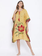 The Kaftan Company Kaftan Yellow Floral Print Kaftan with Statement Lily Motif