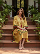 The Kaftan Company Kaftan Yellow Floral Print Kaftan with Statement Lily Motif