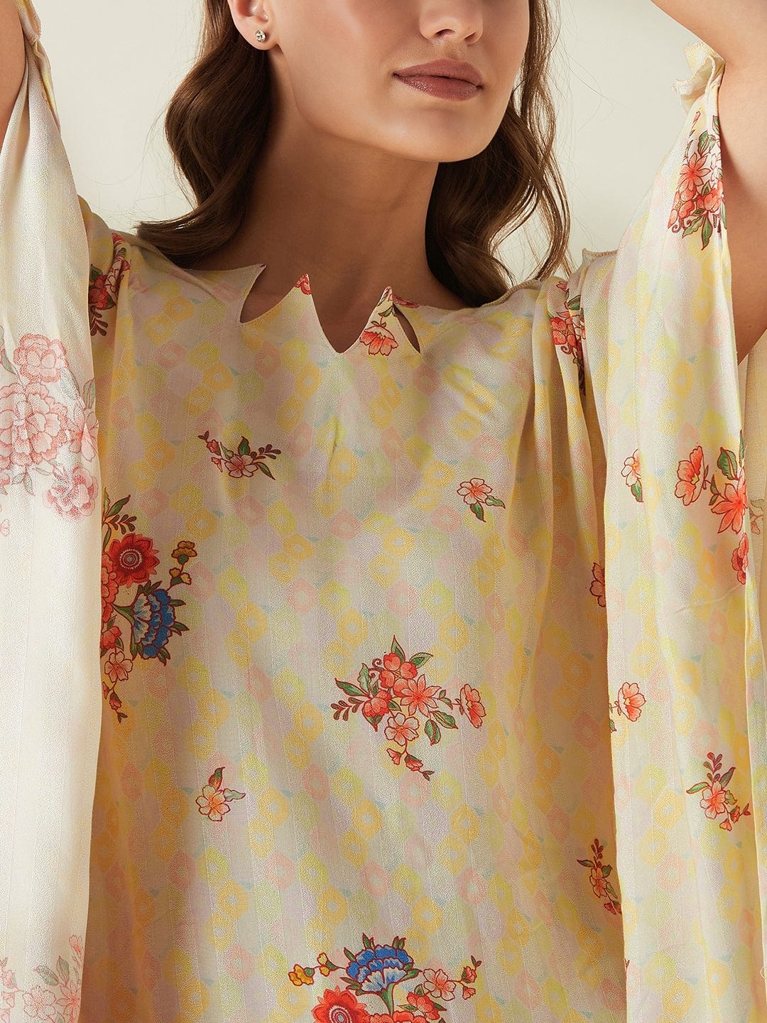 The Kaftan Company Kaftan Yellow Serenade Wide Border Kaftan