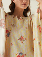 The Kaftan Company Kaftan Yellow Serenade Wide Border Kaftan