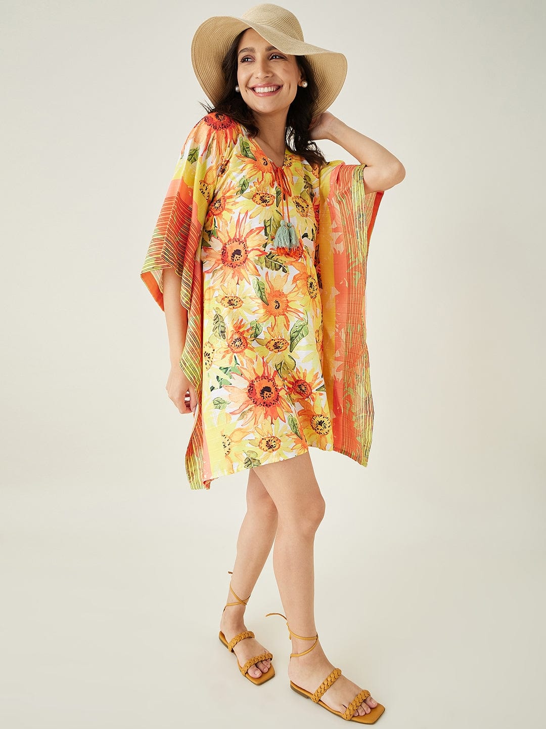 The Kaftan Company Kaftan Yellow Sunflower Bliss Resorty Kaftan