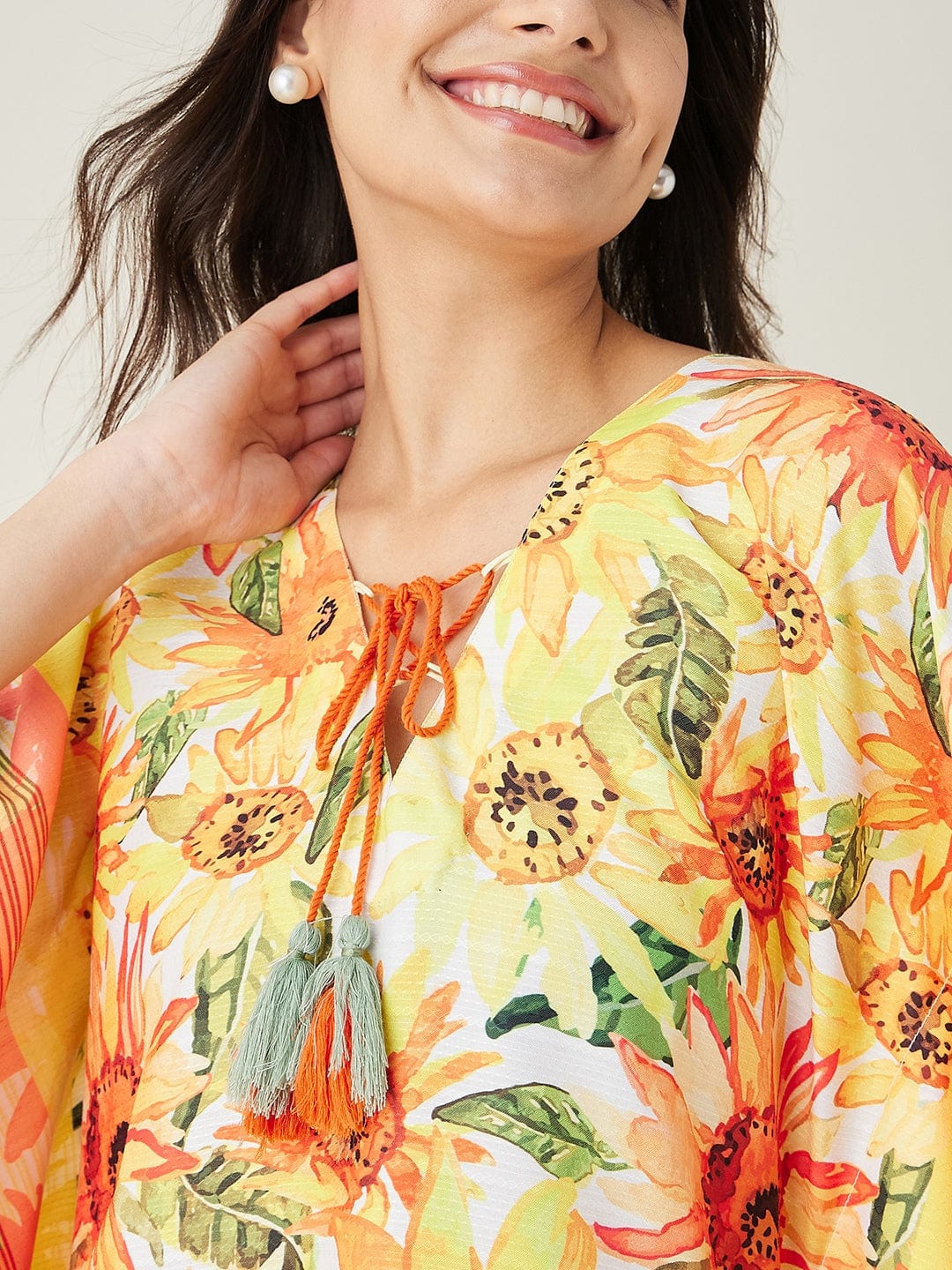 The Kaftan Company Kaftan Yellow Sunflower Bliss Resorty Kaftan